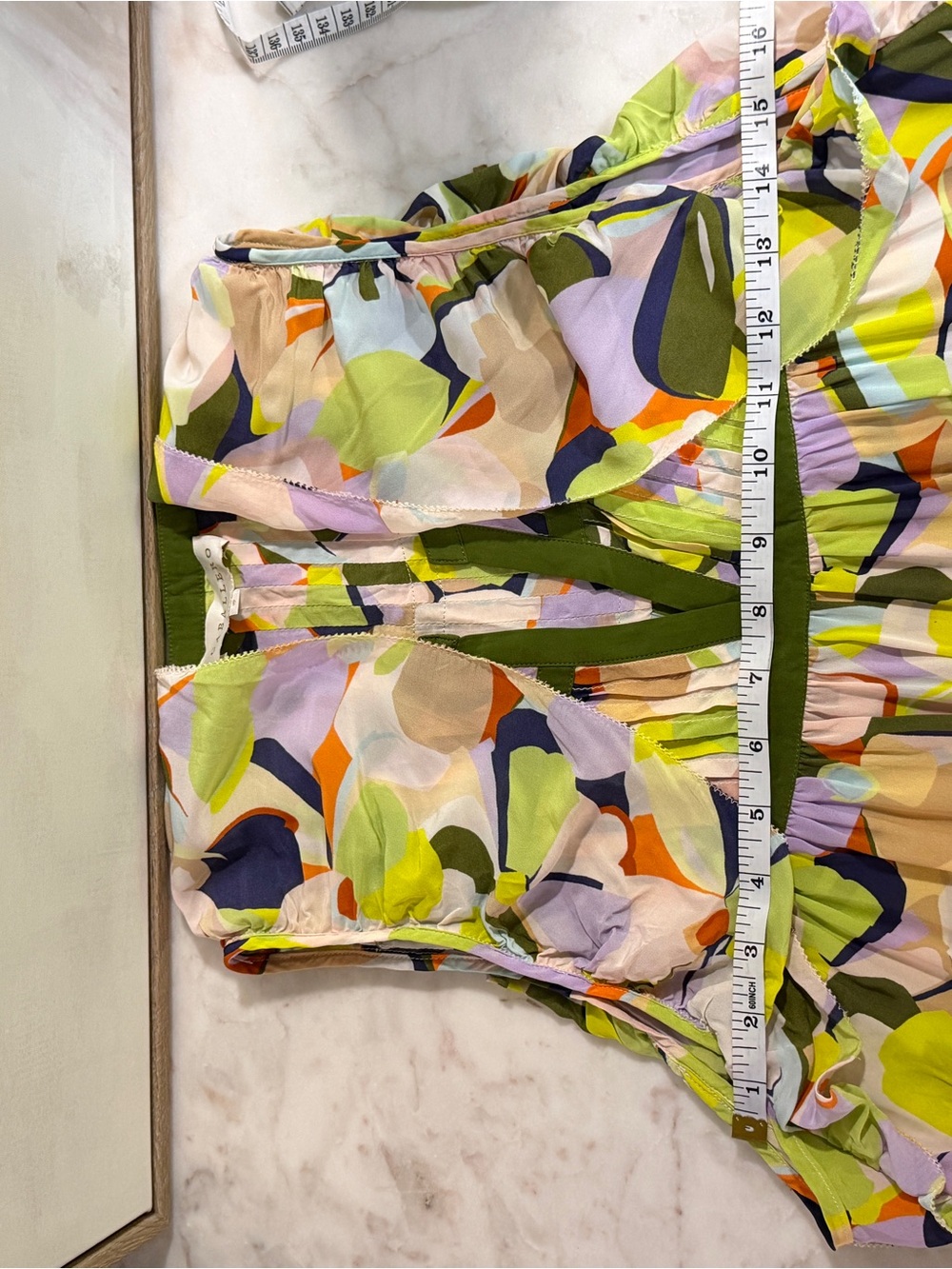 Caballero Lime Multi-Color Ruffled Sleeve Pleated Blouse - Picture 8 of 8